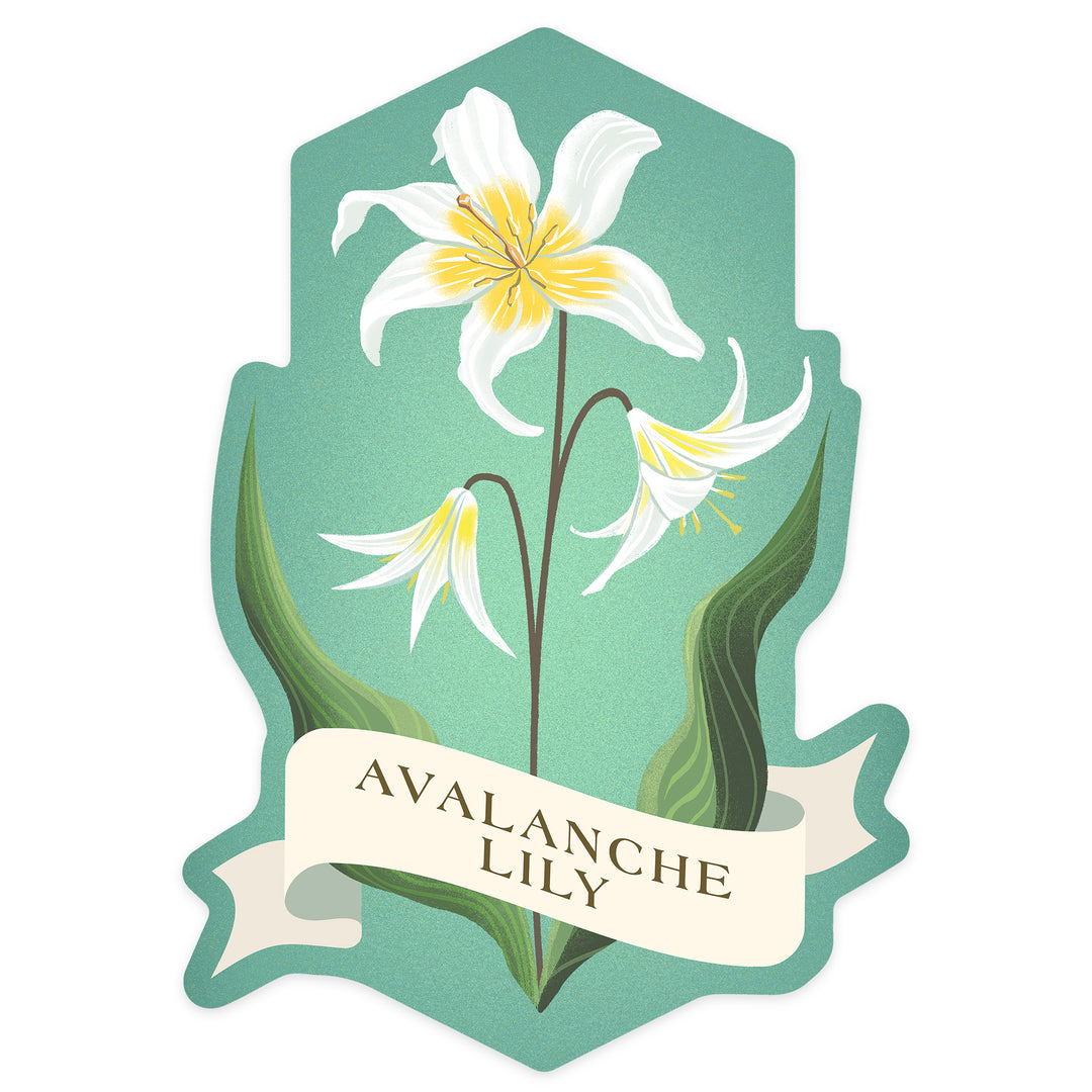Vintage Flora, Avalanche Lily, Contour, Vinyl Sticker
