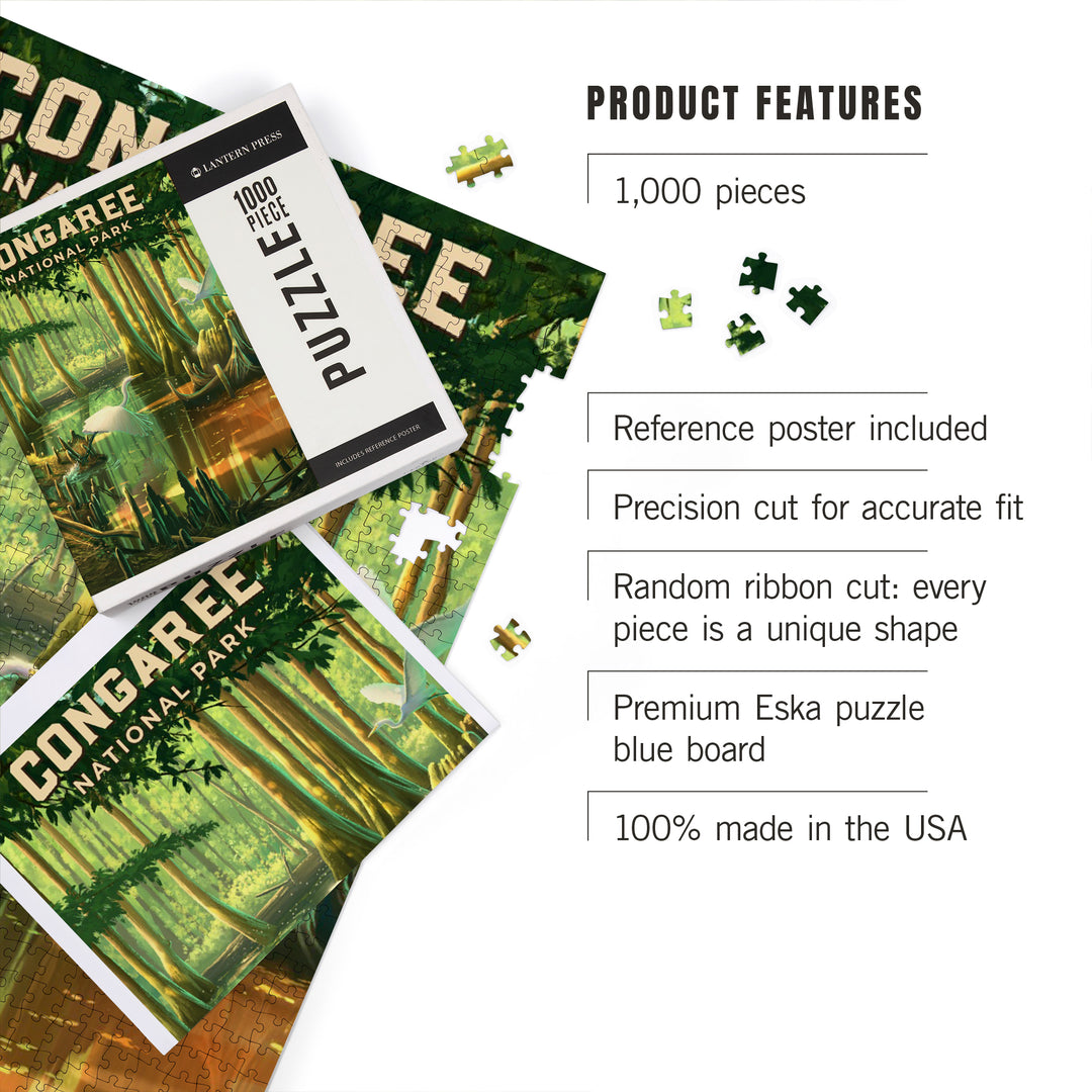 South Carolina, Oil Painting, Congaree National Park, 1000 Piece Jigsaw Puzzle