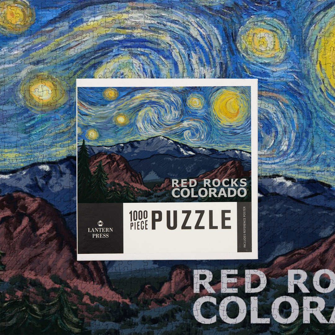 Red Rocks, Colorado, Starry Night, Pikes Peak, Jigsaw Puzzle