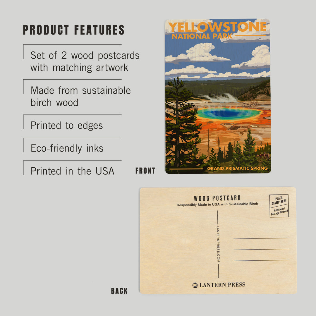 Yellowstone National Park, Grand Prismatic Spring, Wood Sign and Postcards