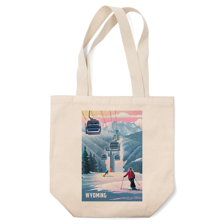 Wyoming, Lithograph, Gondolas, Steel, Tote Bag