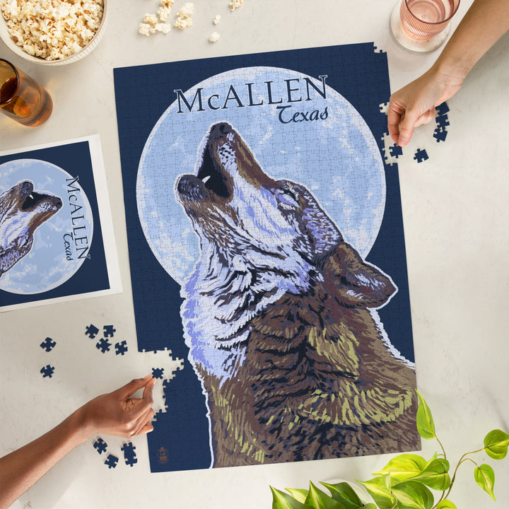 McAllen, Texas, Wolf Howling at Moon, 1000 Piece Jigsaw Puzzle