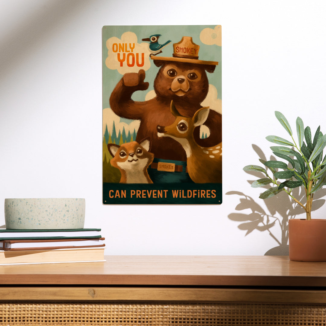 Smokey Bear, Only You, Oil Painting, Officially Licensed, Wood Sign and Postcards