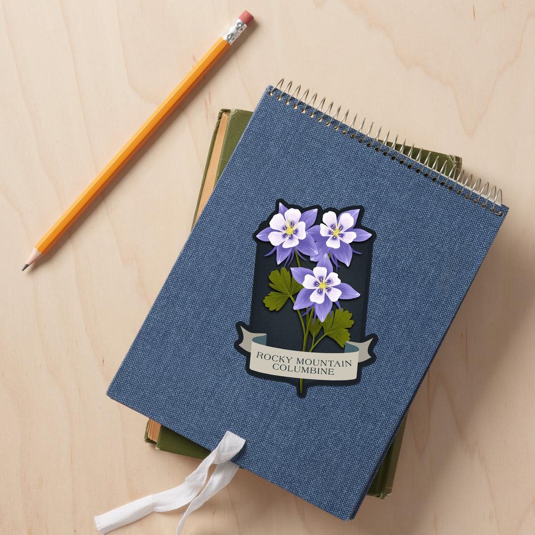 Vintage Flora Noir, Rocky Mountain Columbine, Vinyl Sticker