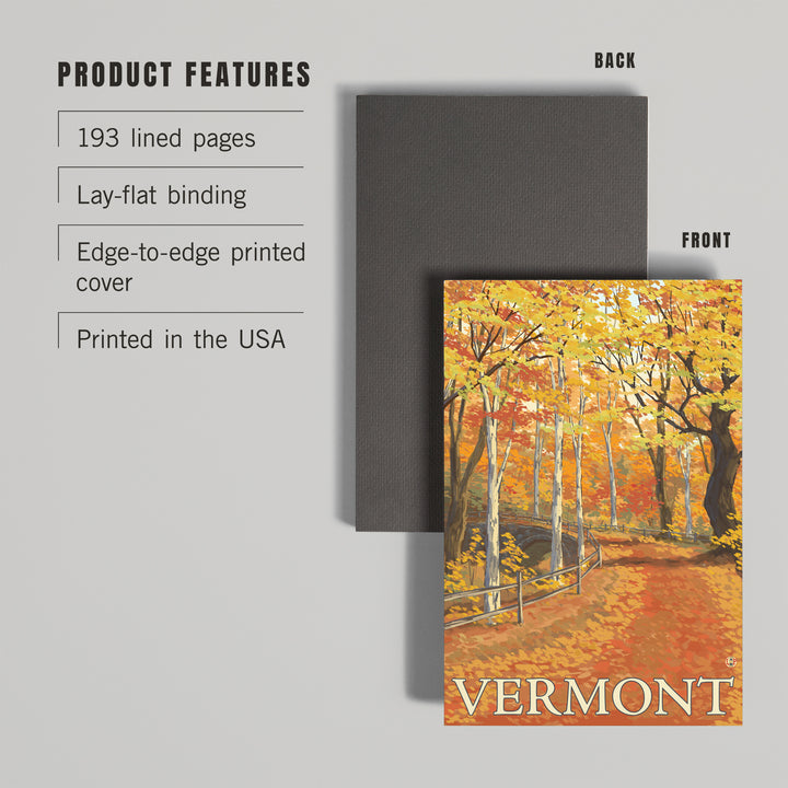 Lined 6x9 Journal, Vermont, Fall Colors Scene, Lay Flat, 193 Pages, FSC paper