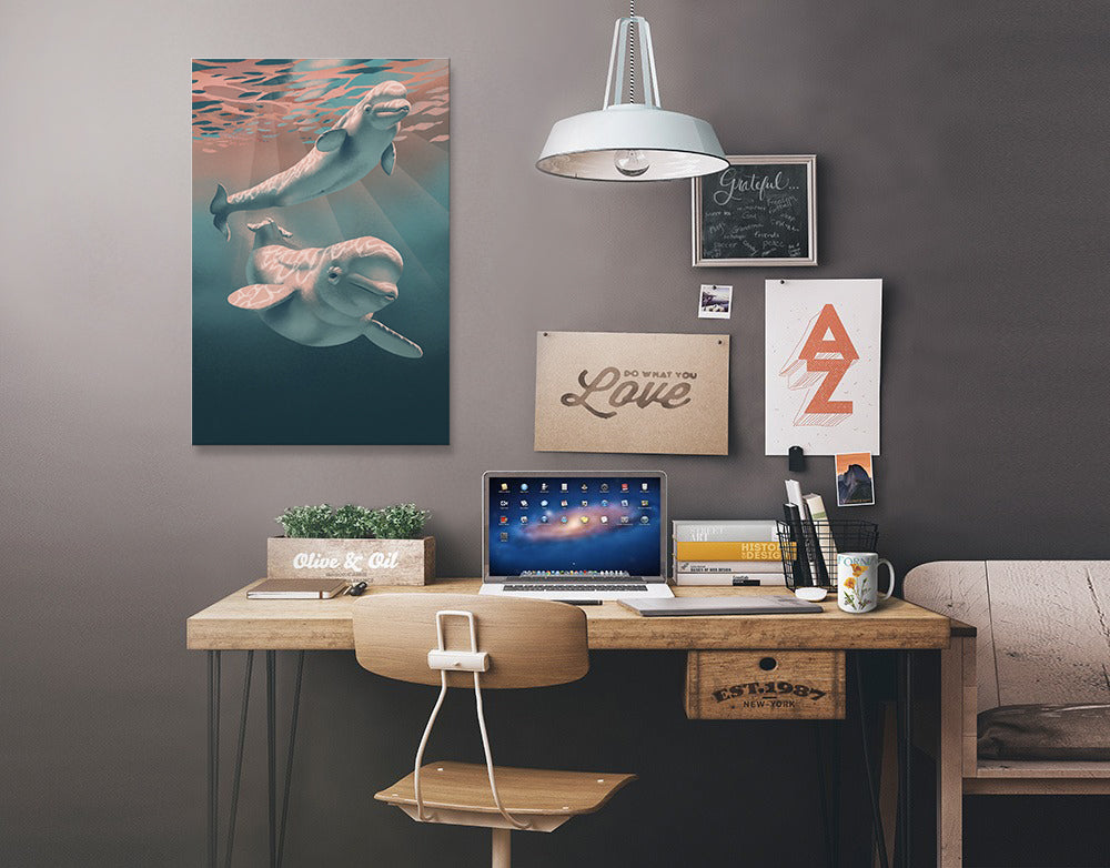 Lithograph, Beluga, Stretched Canvas