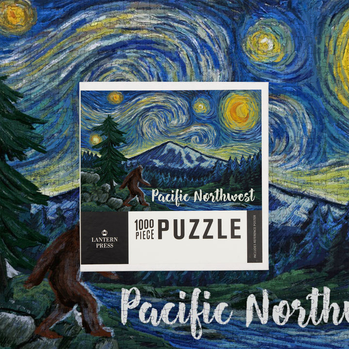 Pacific Northwest, Bigfoot, Starry Night, Jigsaw Puzzle