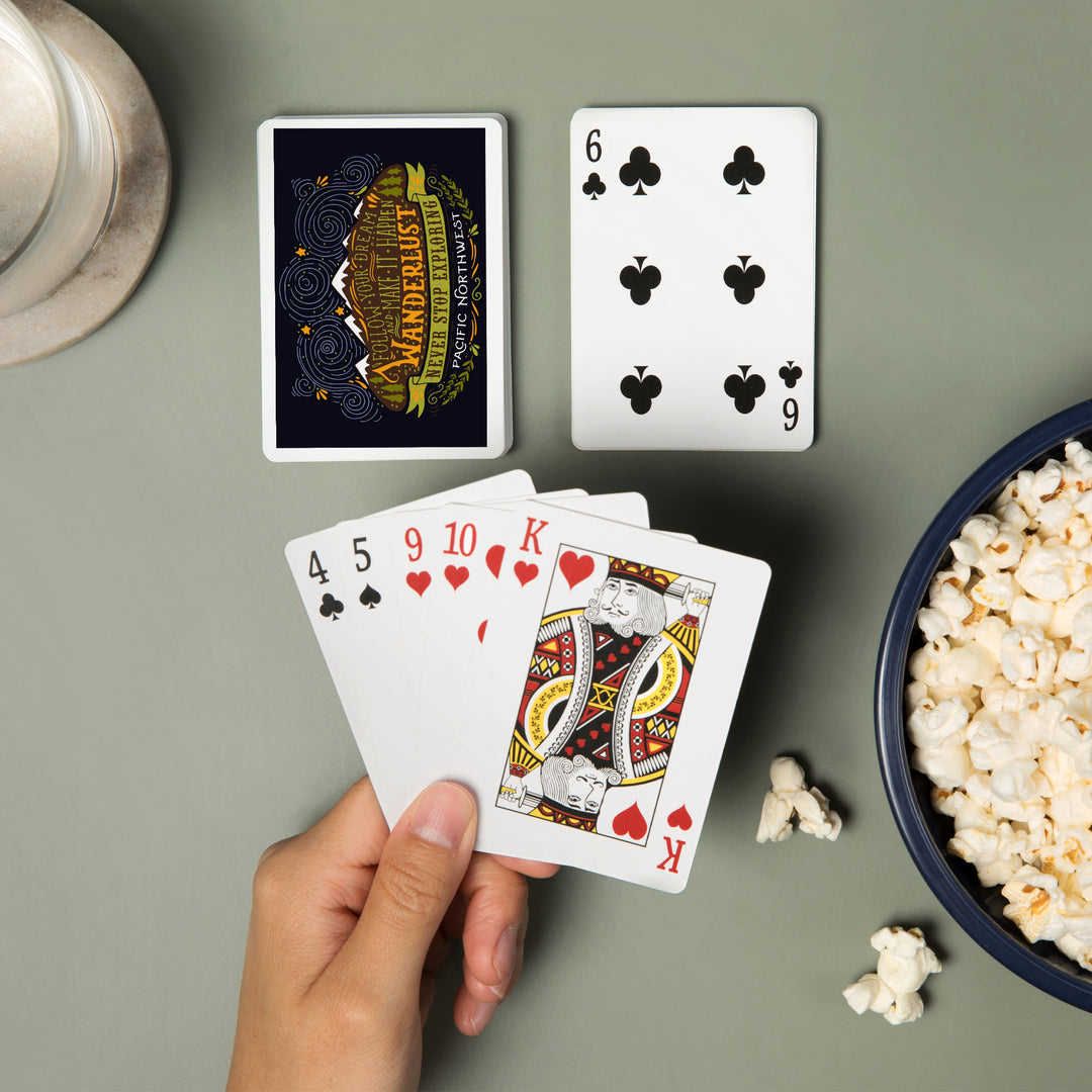 Playing Cards, Pacific Northwest, Wanderlust, Never Stop Exploring, 52 Card Deck with Jokers in Box, Unique Art