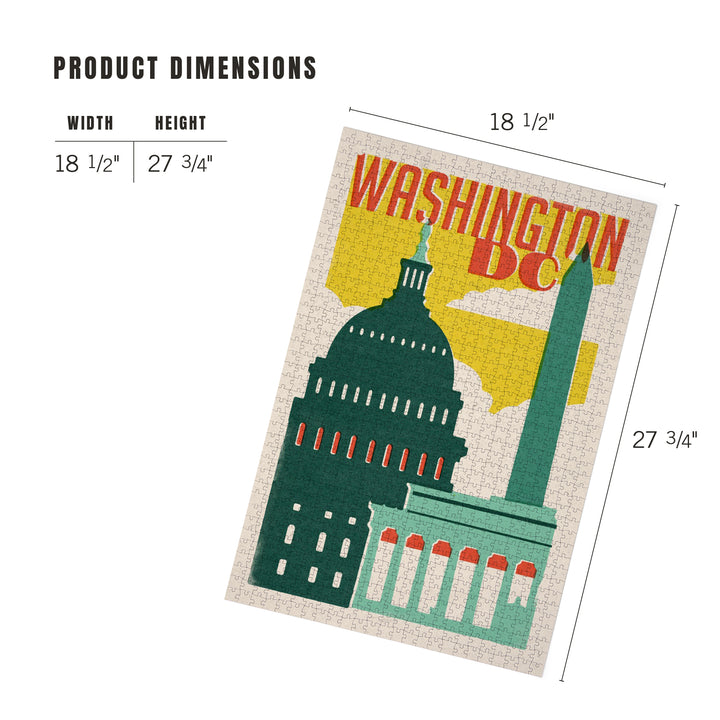 Washington, DC, Woodblock City Series, Architectural Landmarks, 1000 Piece Jigsaw Puzzle