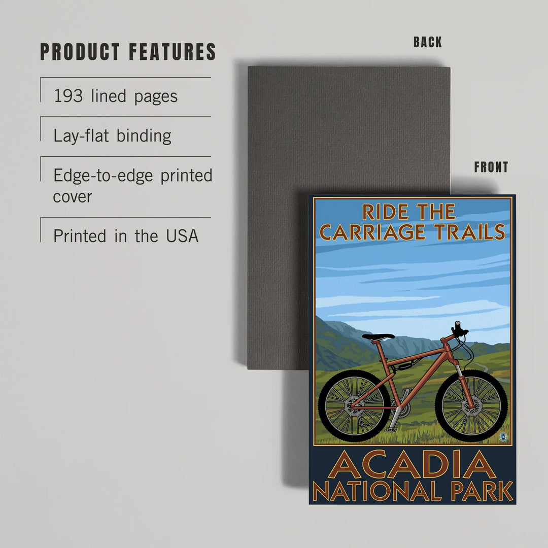 Lined 6x9 Journal, Acadia National Park, Maine, Ride the Carriage Trails, Lay Flat, 193 Pages, FSC paper