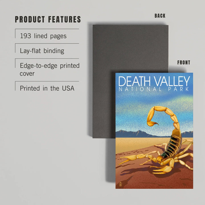 Lined 6x9 Journal, Death Valley National Park, California, Lithograph, Scorpion, Lay Flat, 193 Pages, FSC paper