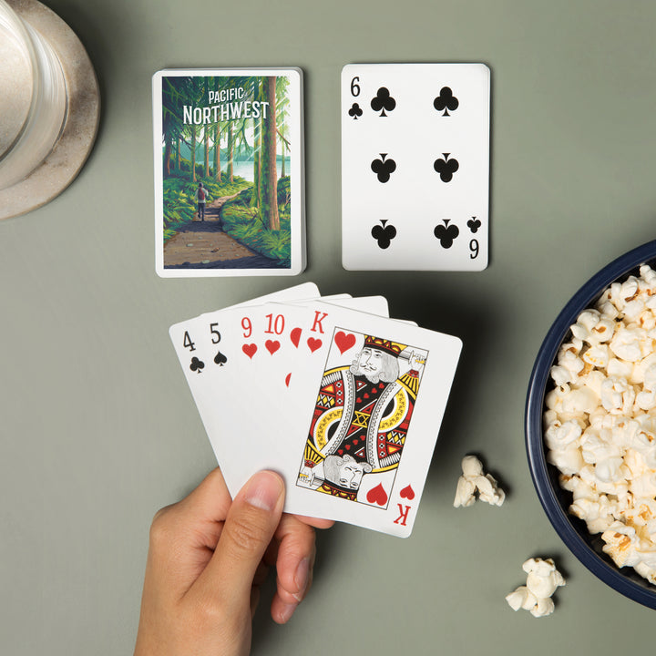 Playing Cards, Pacific Northwest, Walk In The Woods, Day Hike, 52 Card Deck with Jokers in Box, Unique Art