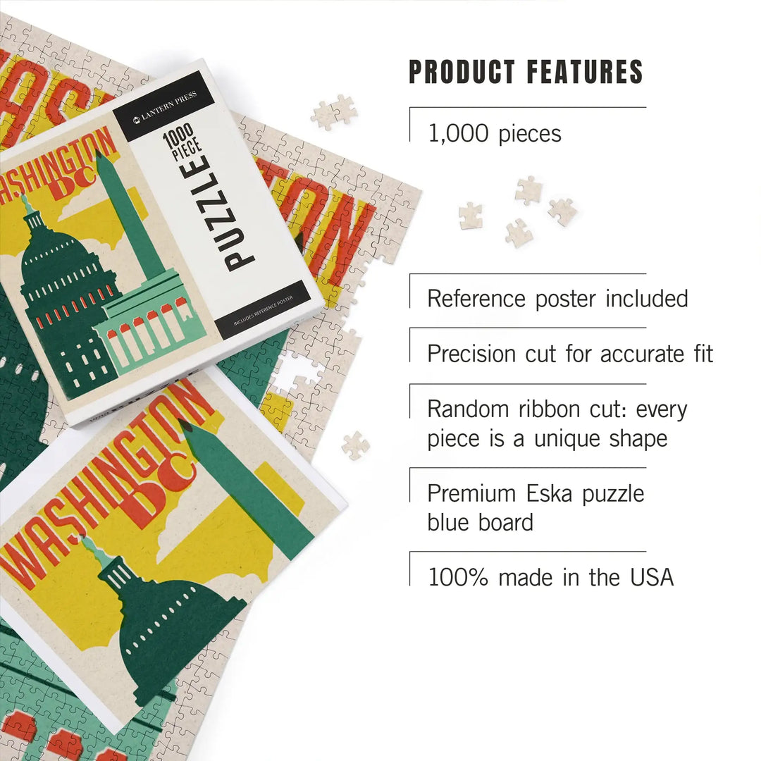 Washington DC, Woodblock, Jigsaw Puzzle