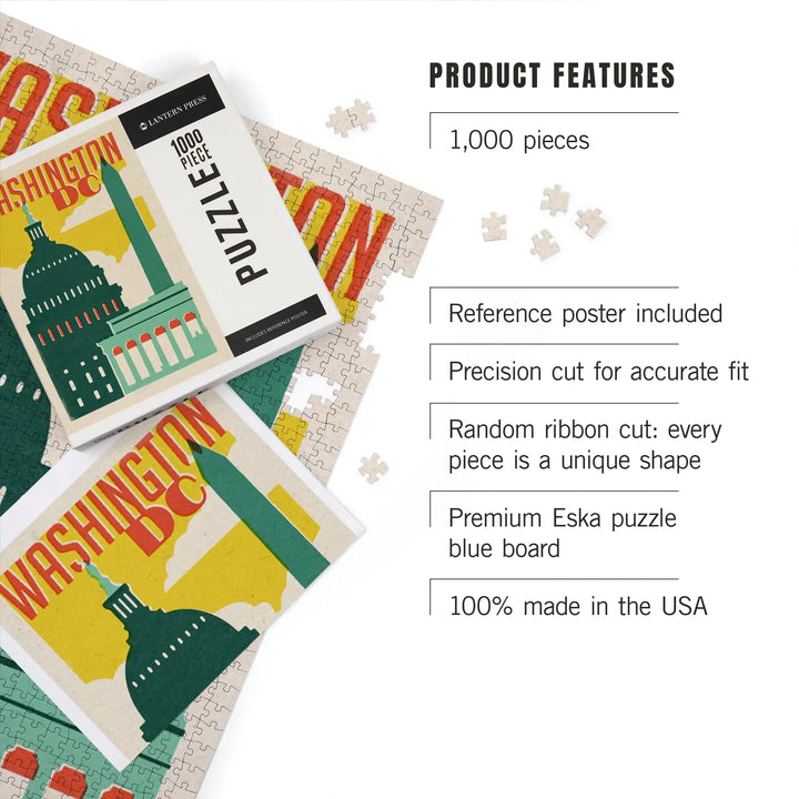 Washington DC, Woodblock, Jigsaw Puzzle