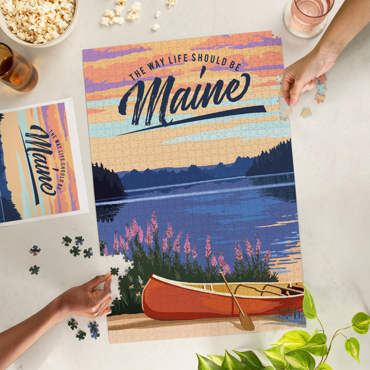 Maine, The Way Life Should Be, Canoe and Lake, 1000 Piece Jigsaw Puzzle