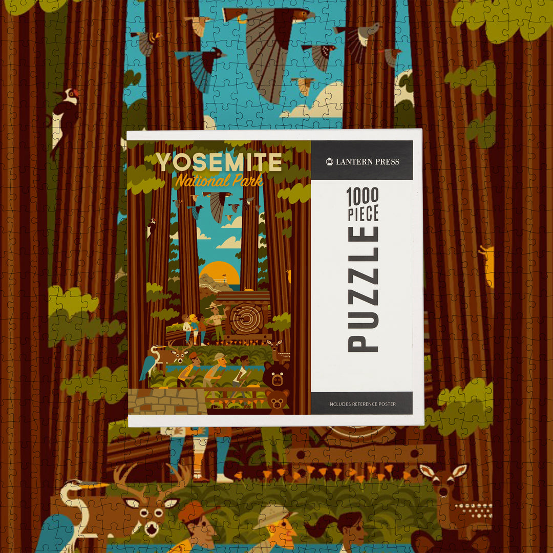 Yosemite National Park, California, Forest, Geometric, Jigsaw Puzzle