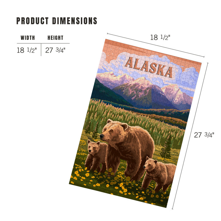 Alaska, Painterly, Bear Family, 1000 Piece Jigsaw Puzzle