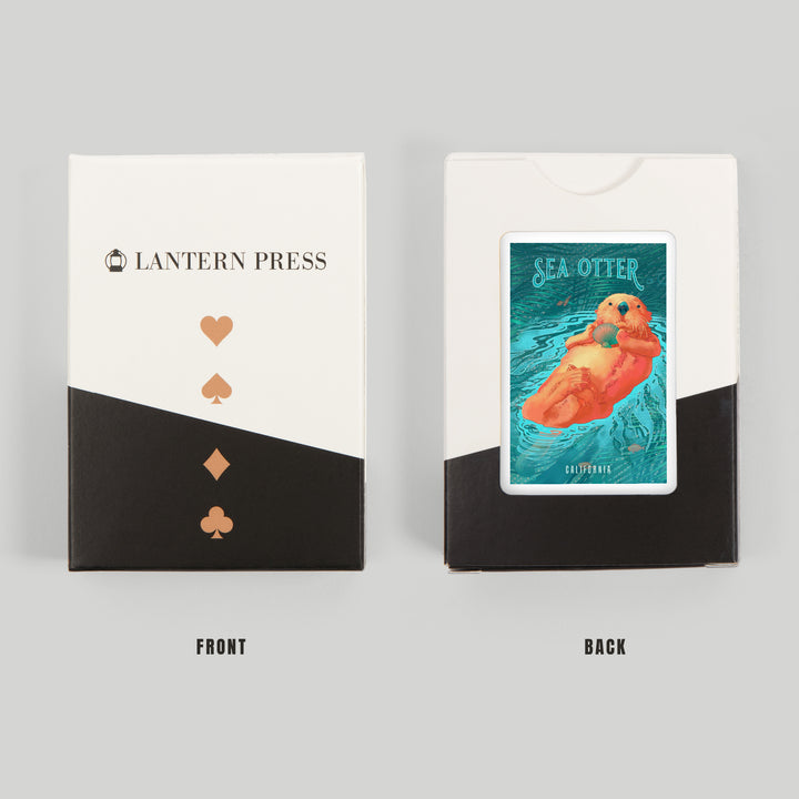 Playing Cards, California, Fluid Linework, Sea Otter, 52 Card Deck with Jokers in Box, Unique Art