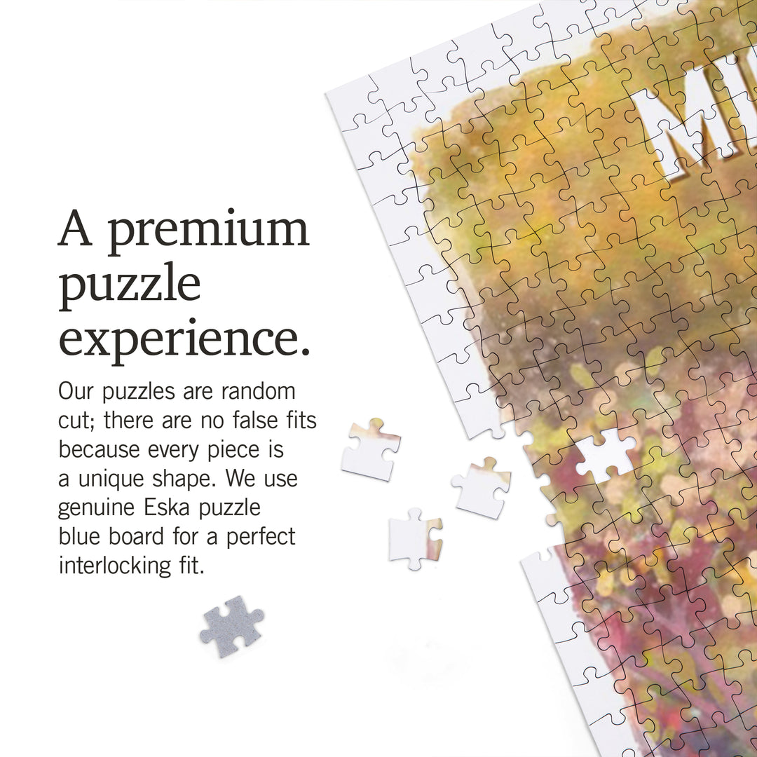 Michigan, Watercolor Study, Gray Wolf, 1000 Piece Jigsaw Puzzle