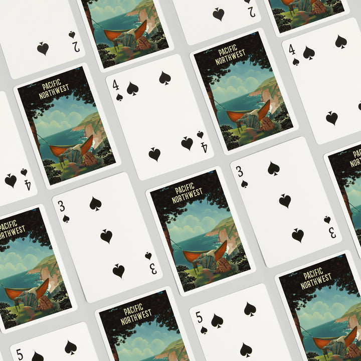 Playing Cards, Pacific Northwest, Today's Office, Coastal Series, Hammock on Beach, 52 Card Deck with Jokers in Box, Unique Art