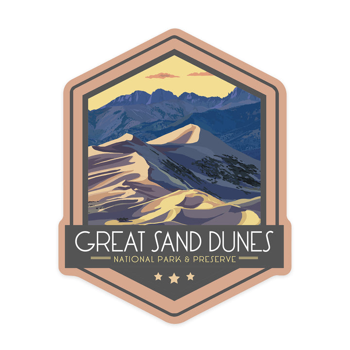 Great Sand Dunes National Park, Colorado, Contour, Lantern Press Artwork, Vinyl Sticker