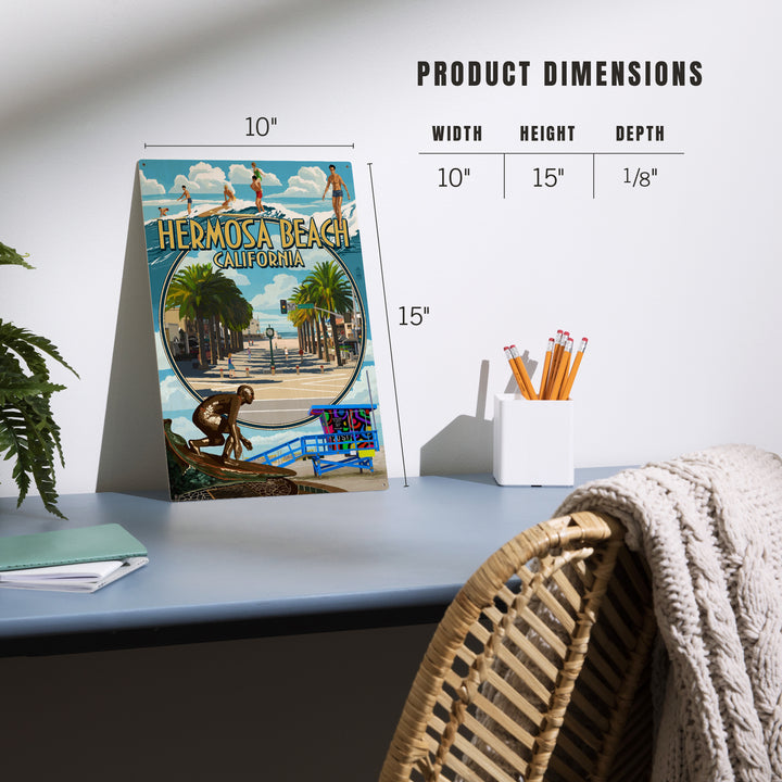 Hermosa Beach, California, Montage Scenes, Wood Sign and Postcards