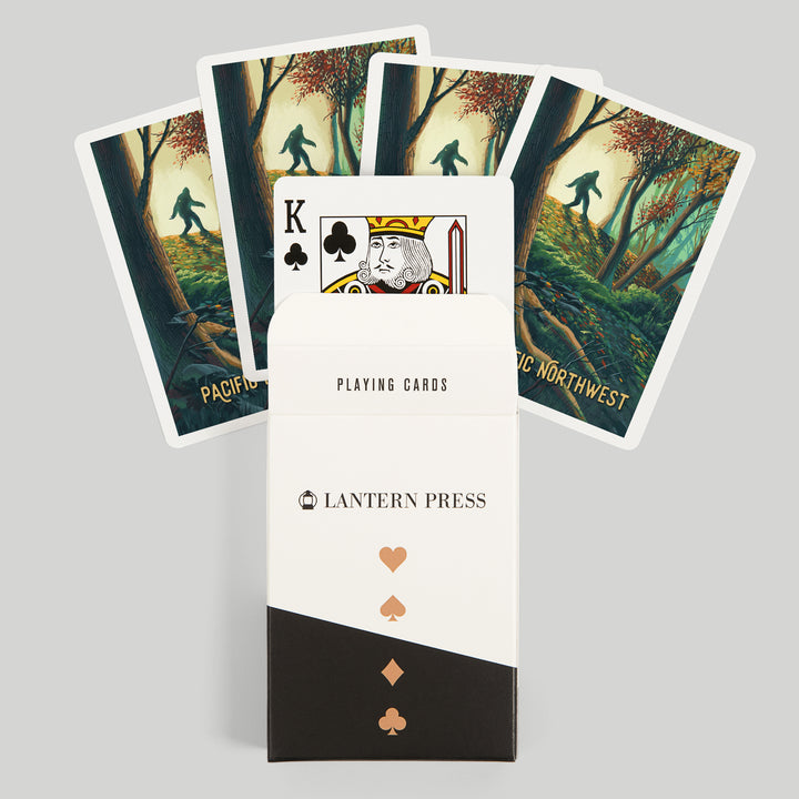 Playing Cards, Pacific Northwest, Wanderer, Bigfoot in Forest, 52 Card Deck with Jokers in Box, Unique Art