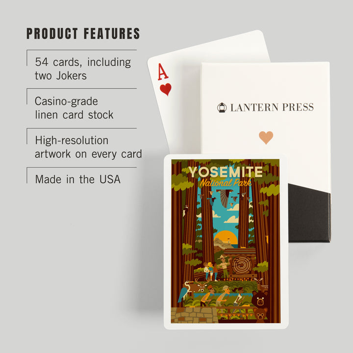 Playing Cards, Yosemite National Park, California, Forest, Geometric, 52 Card Deck with Jokers in Box, Unique Art