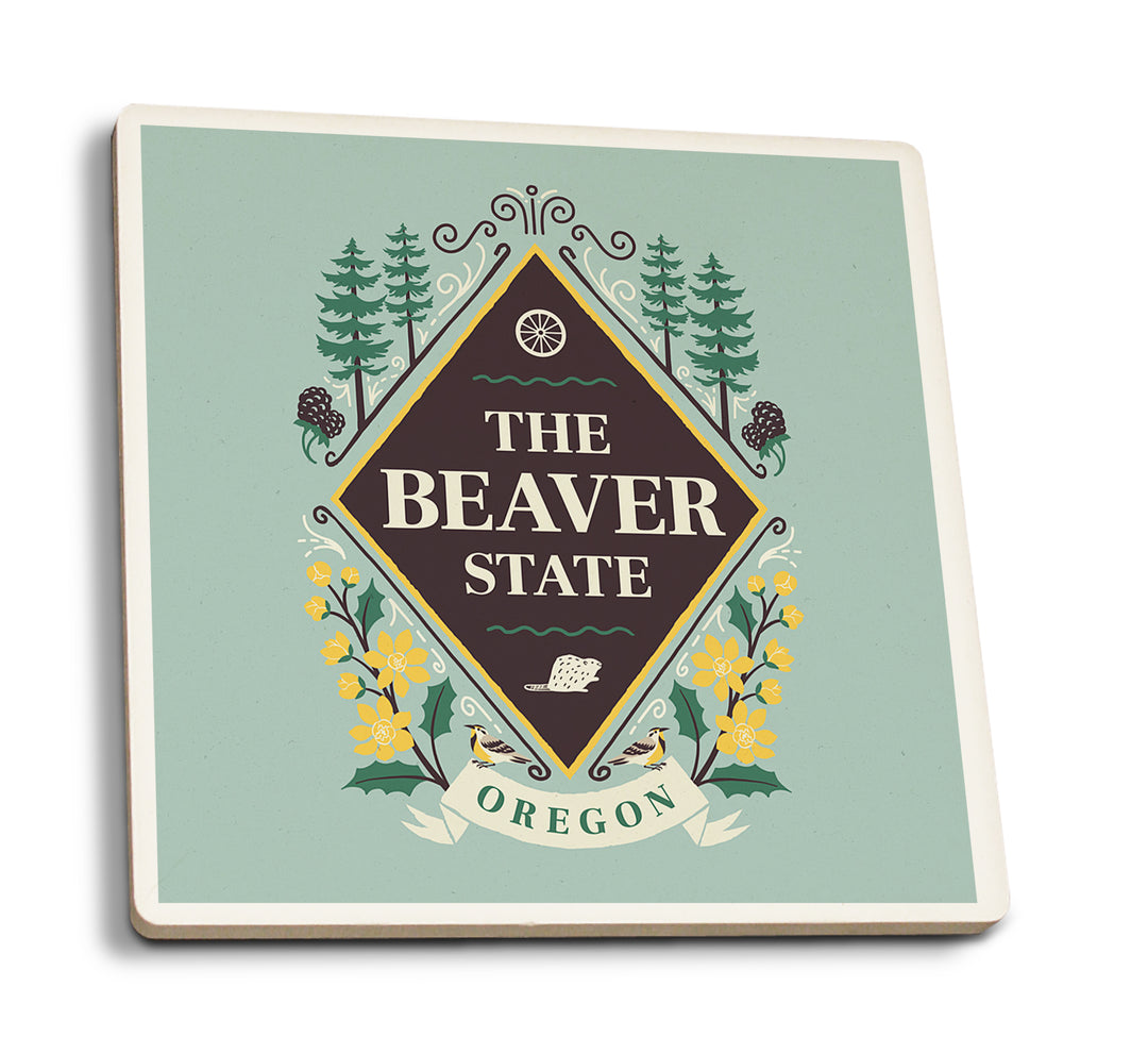 Oregon, State Motto Crest, State Series, Coaster Set