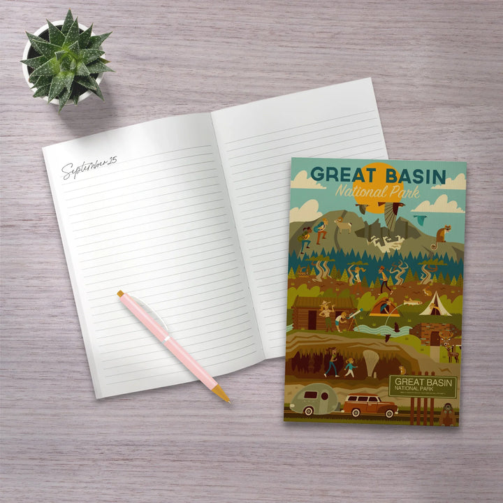 Lined 6x9 Journal, Great Basin National Park, Geometric National Park Series, Lay Flat, 193 Pages, FSC paper