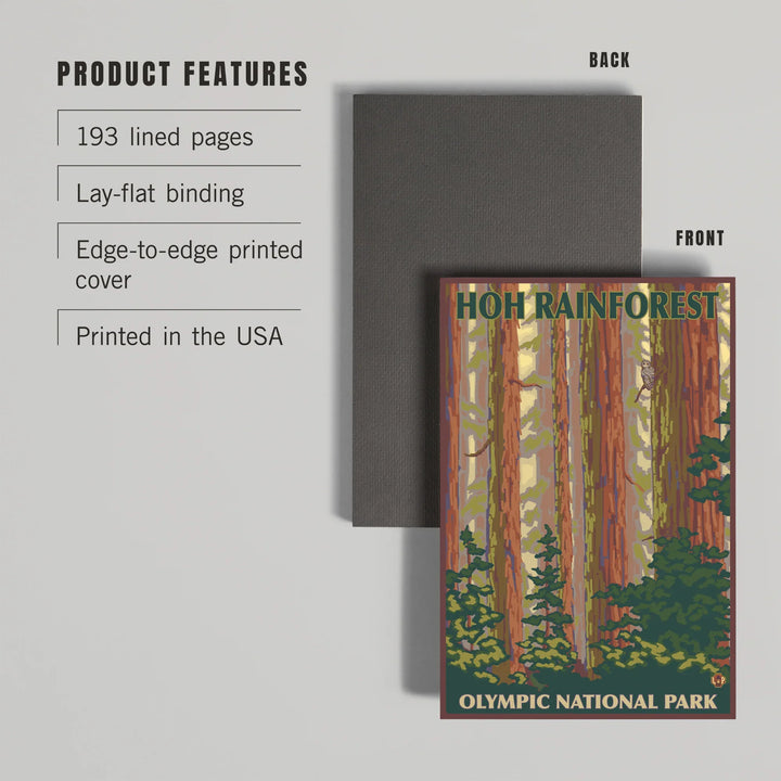 Lined 6x9 Journal, Olympic National Park, Washington, Hoh Rainforest, Lay Flat, 193 Pages, FSC paper