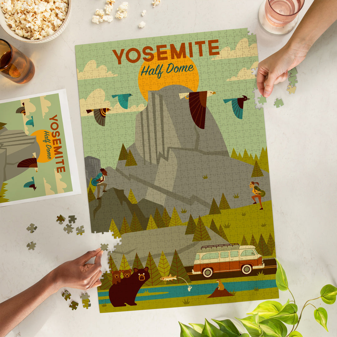 Yosemite National Park, California, Half Dome, Geometric National Park Series, Jigsaw Puzzle
