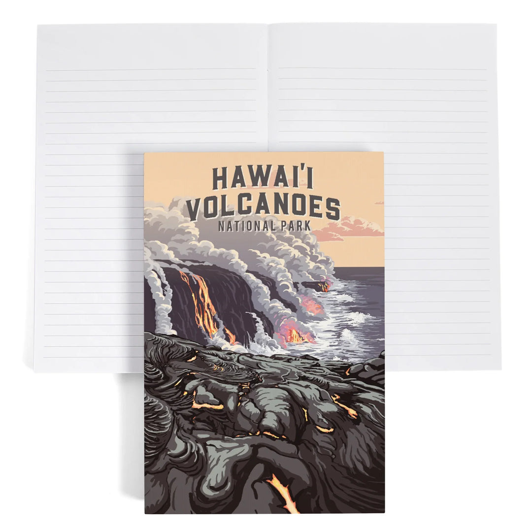 Lined 6x9 Journal, Hawaii Volcanoes National Park, Hawaii, Painterly National Park Series, Lay Flat, 193 Pages, FSC paper