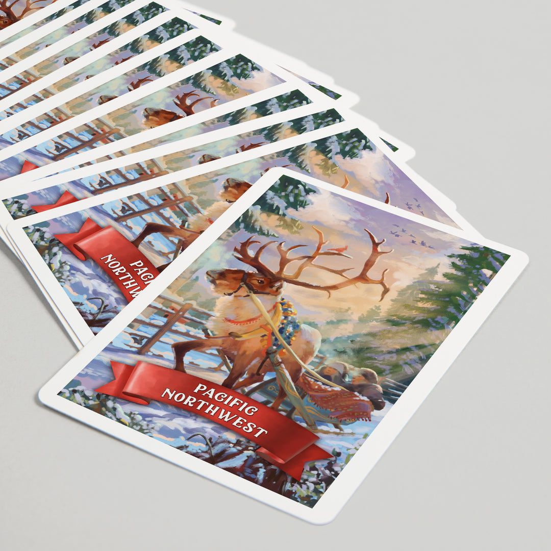 Playing Cards, Pacific Northwest, Sleigh Ride, 52 Card Deck with Jokers in Box, Unique Art
