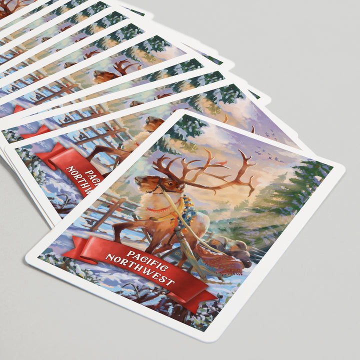 Playing Cards, Pacific Northwest, Sleigh Ride, 52 Card Deck with Jokers in Box, Unique Art