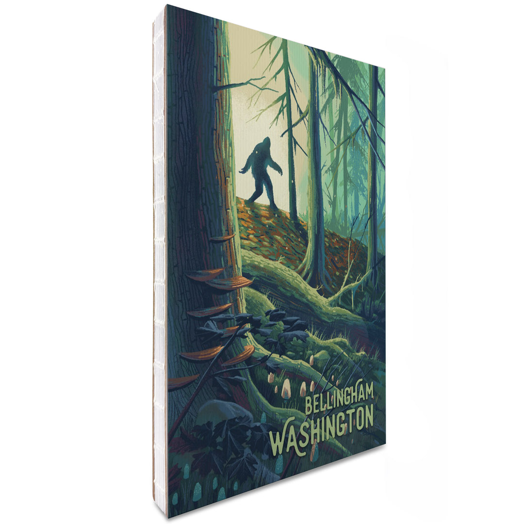 Lined 6x9 Journal, Bellingham, Washington, Wanderer, Bigfoot in Forest, Lay Flat, 193 Pages, FSC paper