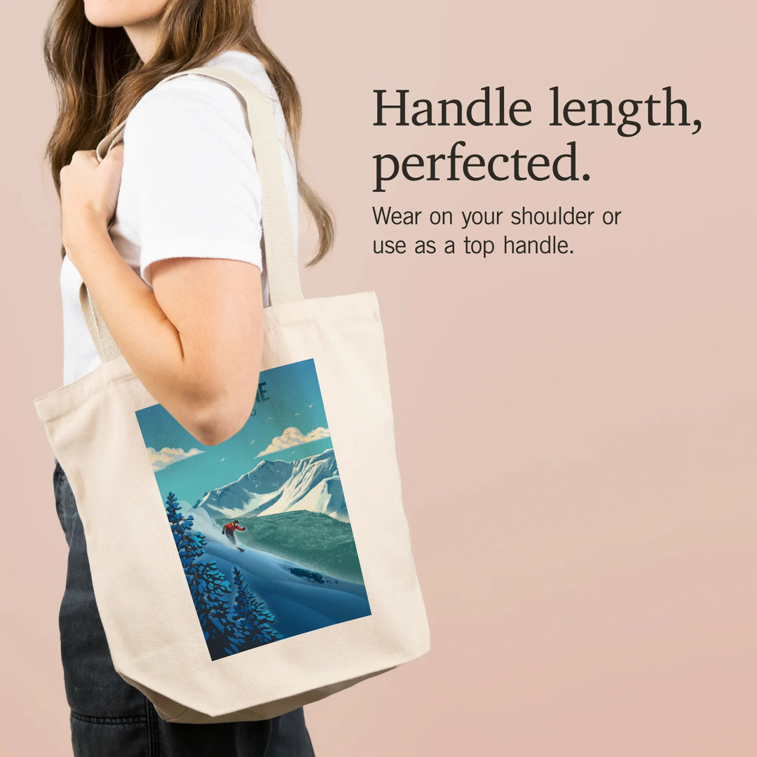 Keystone, Colorado, Lithograph, Downhill Skier, Tote Bag