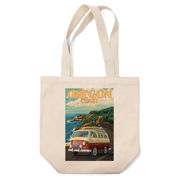 Oregon Coast, Camper Van, Lantern Press Artwork, Tote Bag