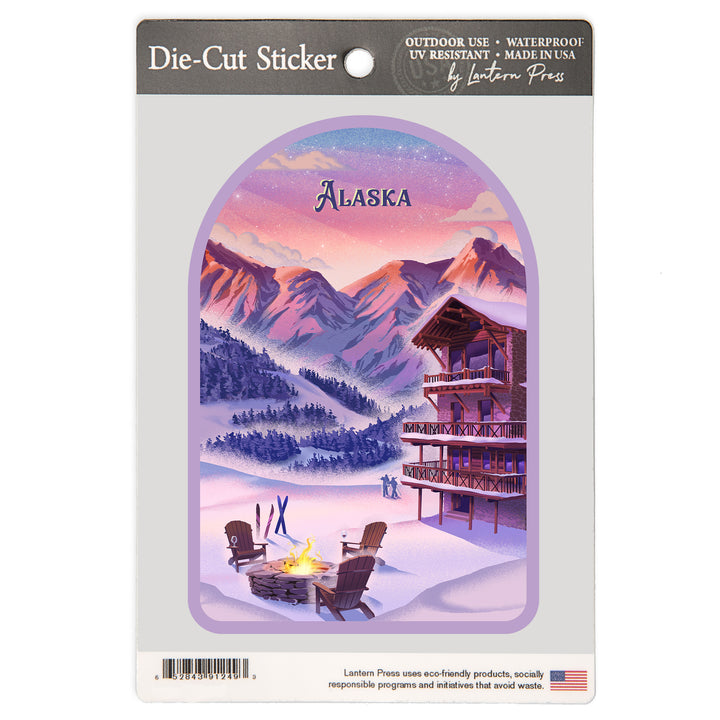 Alaska, Lithograph, Apres Ski, Vinyl Sticker