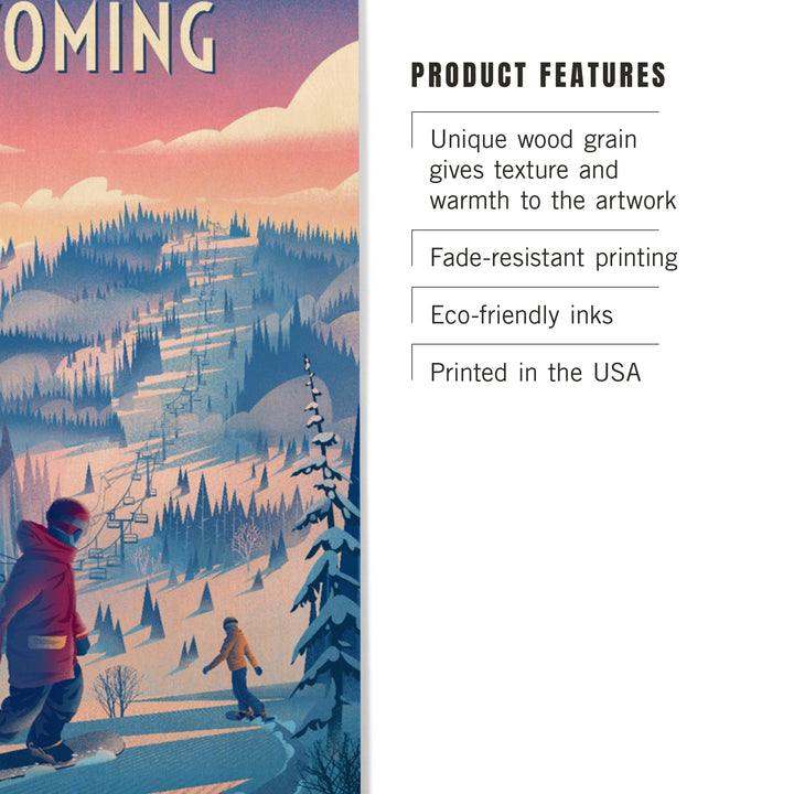 Wyoming, Shred the Gnar, Snowboarding, Wood Signs and Postcards