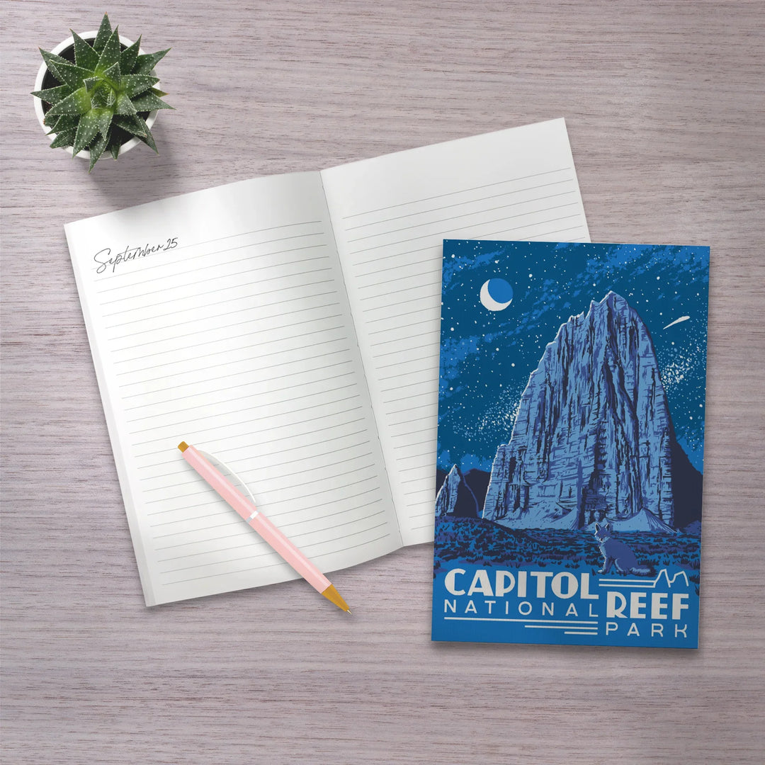 Lined 6x9 Journal, Capitol Reef National Park, Torrey, Utah, Explorer Series, Nighttime Scene, Lay Flat, 193 Pages, FSC paper