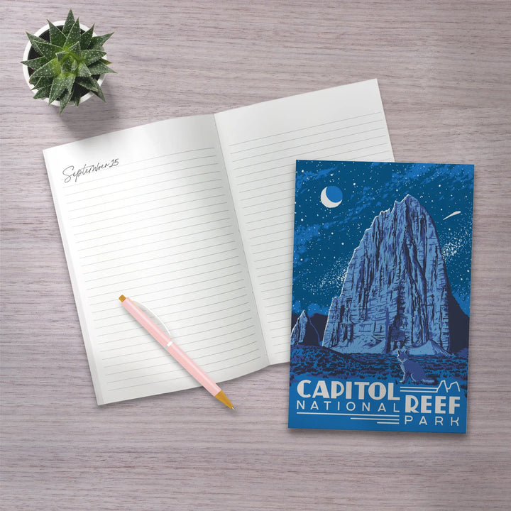 Lined 6x9 Journal, Capitol Reef National Park, Torrey, Utah, Explorer Series, Nighttime Scene, Lay Flat, 193 Pages, FSC paper