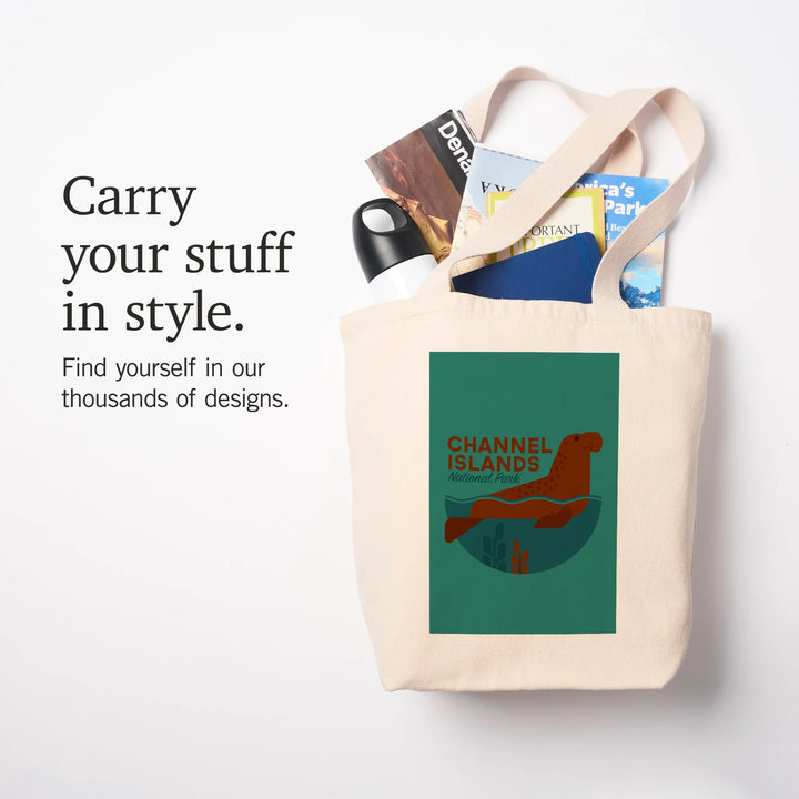 Channel Islands National Park, California, Elephant Seal, Geometric,, Tote Bag