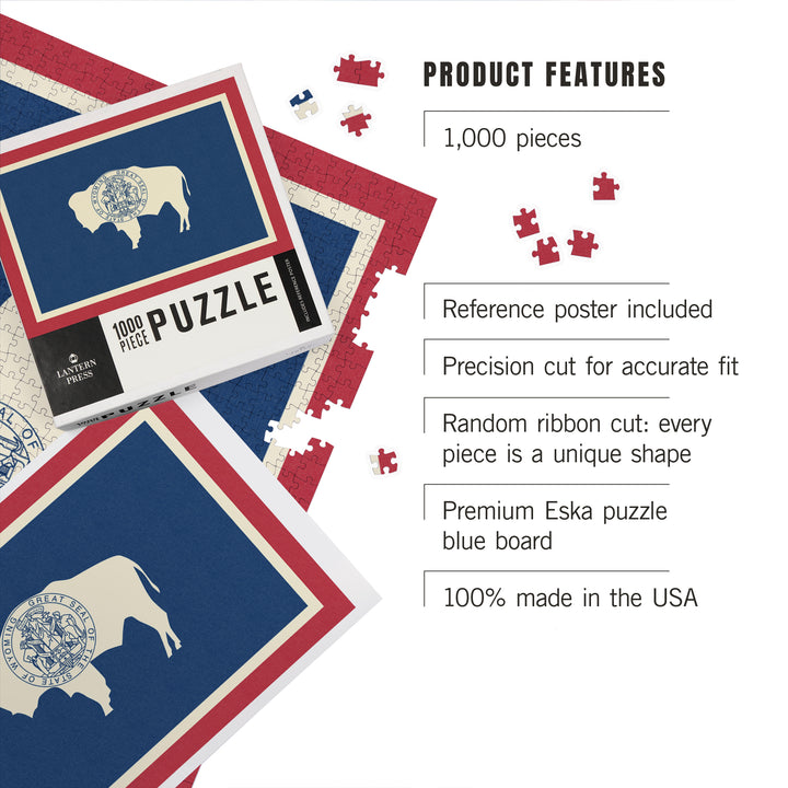 Wyoming State Flag, Letterpress, 1000 Piece Jigsaw Puzzle