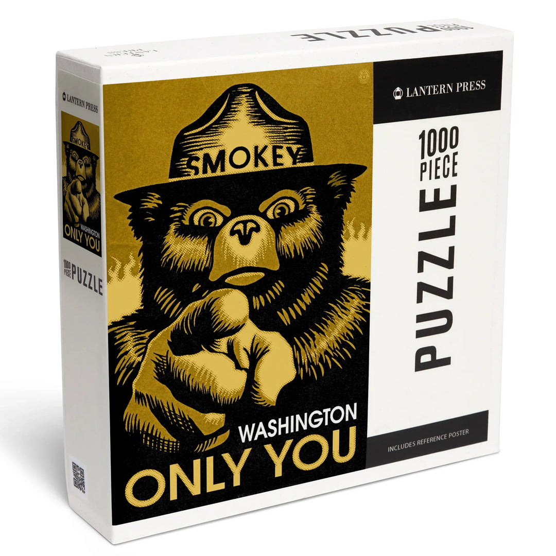 Washington, Smokey Bear, Only You, Halftone, Yellow, 1000 Piece Jigsaw Puzzle