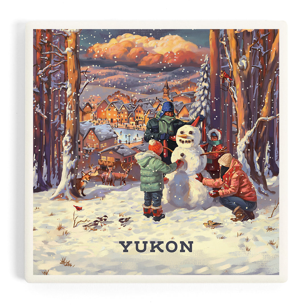 Yukon, Merry and Bright, Vintage Snowman, Coasters