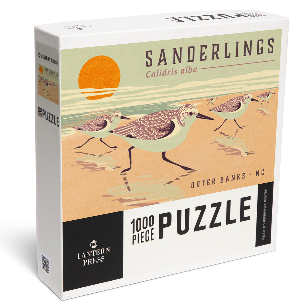 Outer Banks, North Carolina, Shorebirds at Sunset, Sanderlings, Jigsaw Puzzle