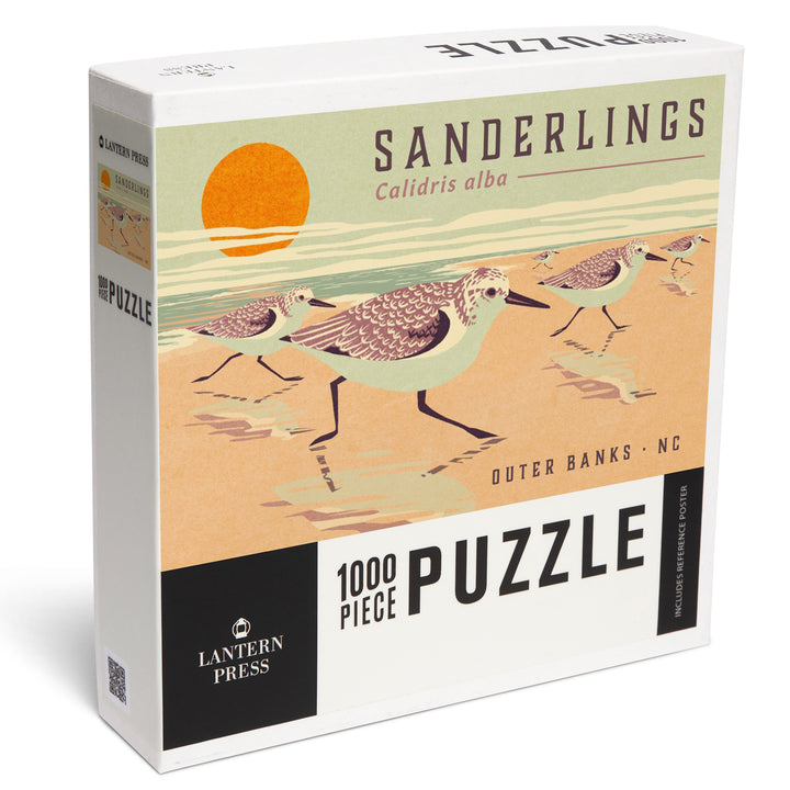 Outer Banks, North Carolina, Shorebirds at Sunset, Sanderlings, Jigsaw Puzzle