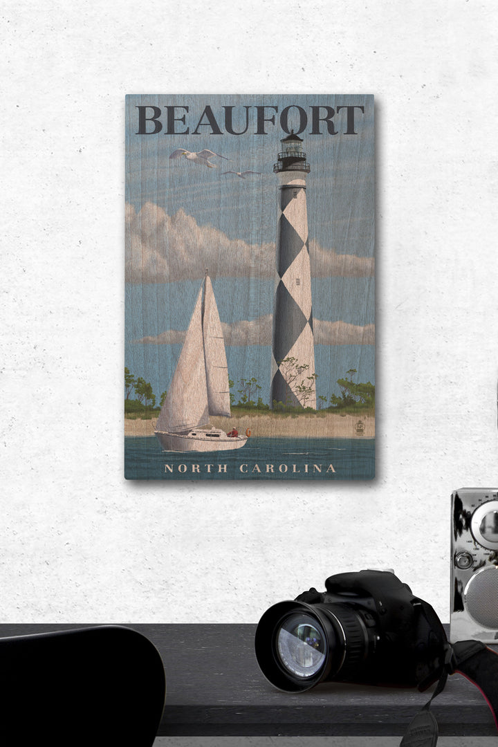 Beaufort, North Carolina, Cape Lookout Lighthouse, Lantern Press Artwork, Wood Signs and Postcards