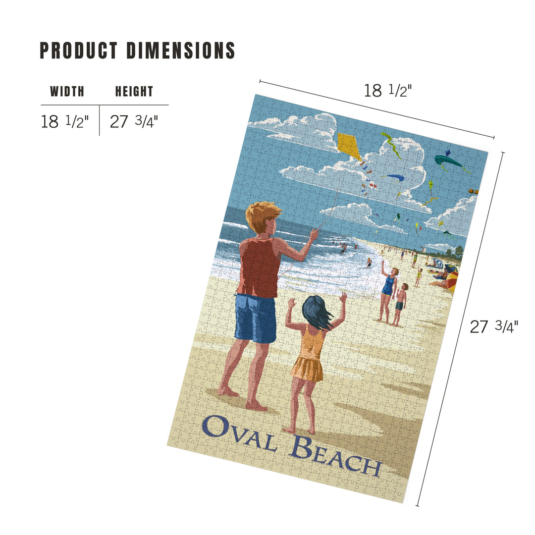 Oval Beach, Michigan, Children Flying Kites, Jigsaw Puzzle